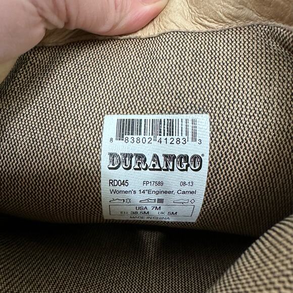 Durango City Charlotte Engineer Tall Leather Boots 14"  in Camel Size 7 - Picture 14 of 15